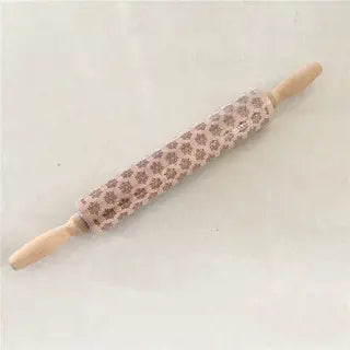 Wooden Christmas Engraved Rolling Pin for Cookies