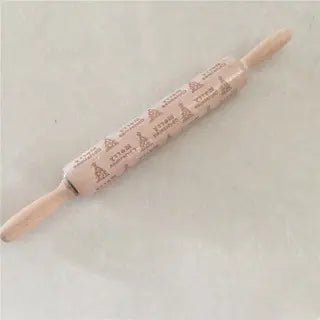Wooden Christmas Engraved Rolling Pin for Cookies