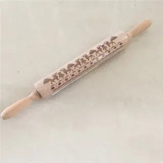Wooden Christmas Engraved Rolling Pin for Cookies