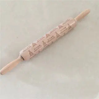 Wooden Christmas Engraved Rolling Pin for Cookies